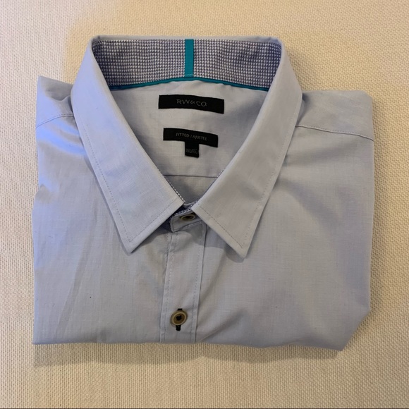 RW&Co Light Blue Cotton Short Sleeve Dress Shirt Size 2XL - Picture 7 of 8